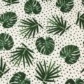 tissu-de-coton-feuillage-feuilles-vertes-et-pois-verts-fond-blanc